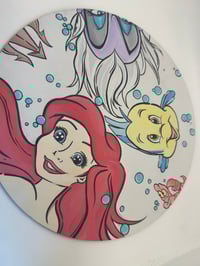 Image 3 of Ariel, Ursula and Flounder round plaque/ painting