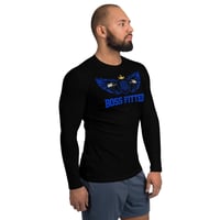Image 2 of BOSSFTTED Black and Blue Men's Compression Shirt