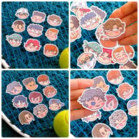 Image 1 of Prince of Tennis Tenipuri Seigaku Hyotei anime matte vinyl cute scribbly chibi die cut stickers