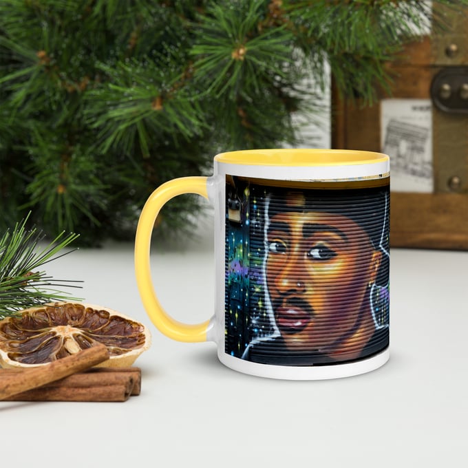 Image of Tupac Never Surrender Mug with Color Detail