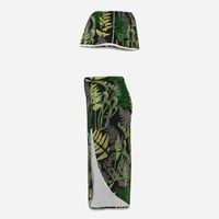 Image 4 of Women's Tube Top and Slit Skirt- Fern on Black