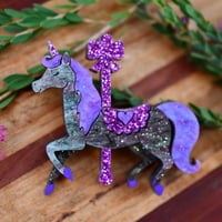 Mini Arabella Brooch - black and purple 