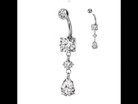 Clear Rhinestone Dangle Belly Ring