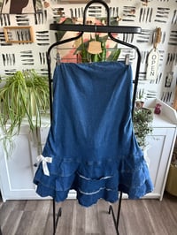 Image 1 of Denim strapless ruffle dress 