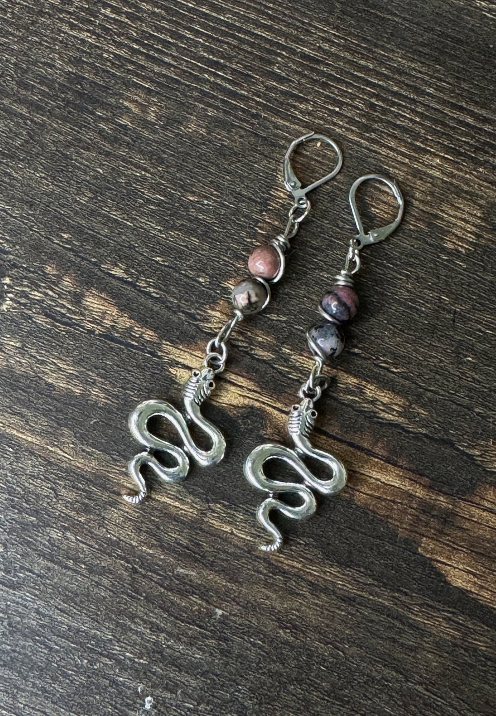 Image of "Protect Thy Heart" Earrings w/ Rhodonite