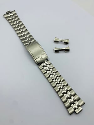 Image of rado stainless steel gents watch strap,band,bracelet new.1980's.curved lugs.19mm