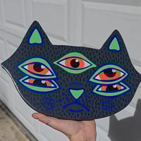 Image 3 of All Seeing Kitty Woodcut