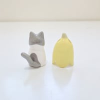 Image 5 of Gray and white Banana cat ceramic figurine 