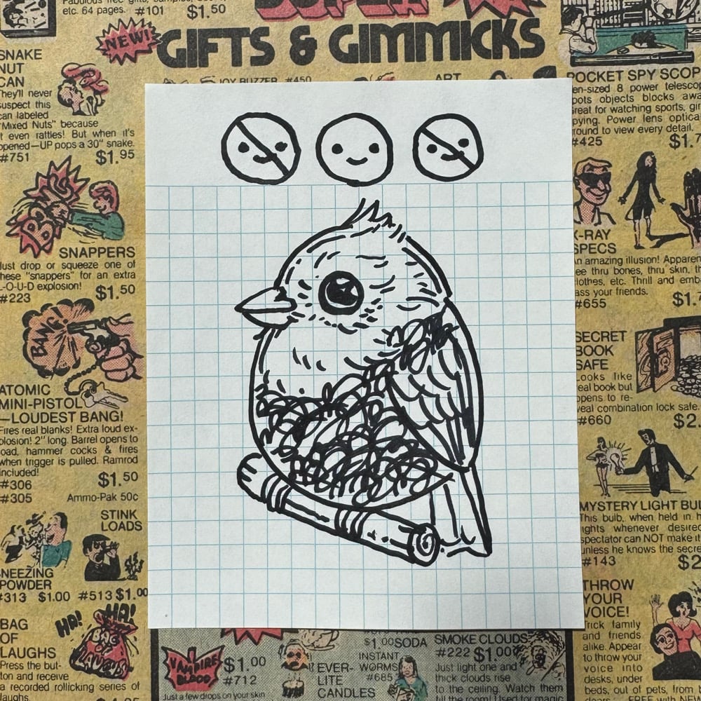 Image of Fat Bird Sharpie Sketch #93