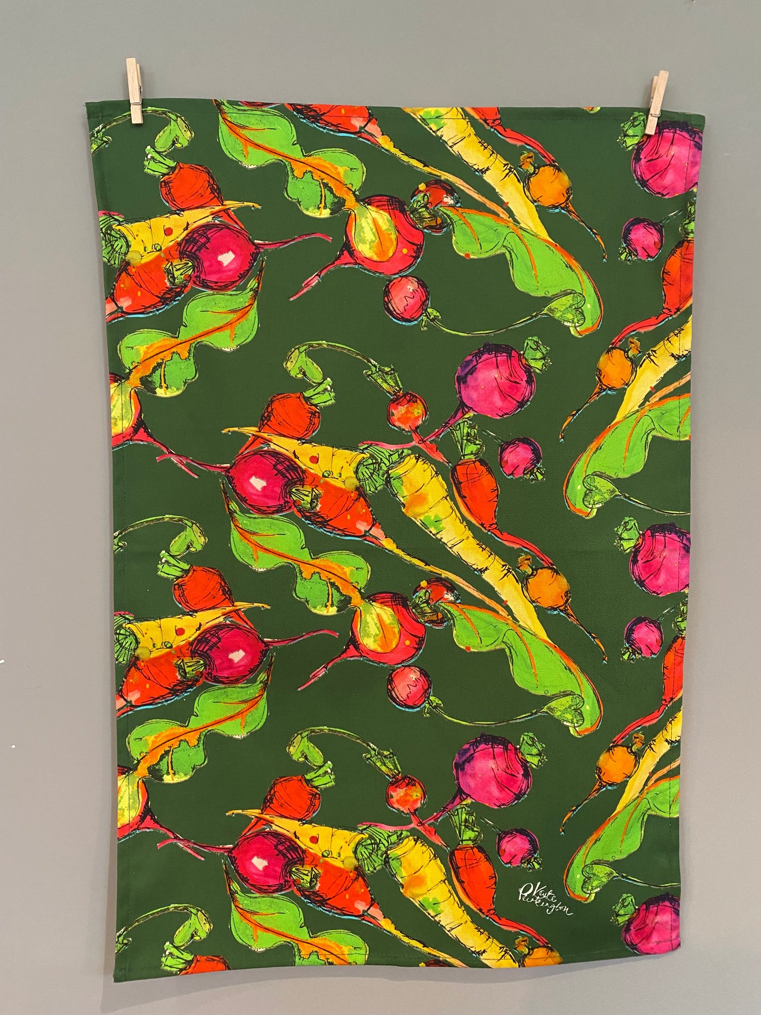 Image of Dark Green Roots Teatowel