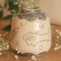 Image 1 of 'Silly Sketch Kitty' Bud Vase