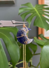Image 1 of Lapiz Lazuli Gold Moon Necklace