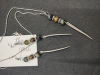 Image 1 of Handcrafted Fork Tine Spike Earrings and Necklace Set