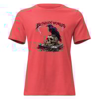 Image 1 of Between Worlds Raven Women's Shirt – Gothic Crow Skull Graphic Tee | Dark Raven Artwork