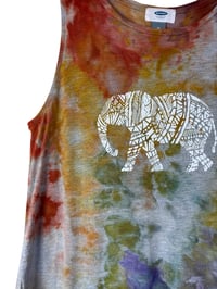 Image 5 of ♻️ UPCYCLED M Jersey Knit Elephant Graphic Tank in Watercolor Ice Dye