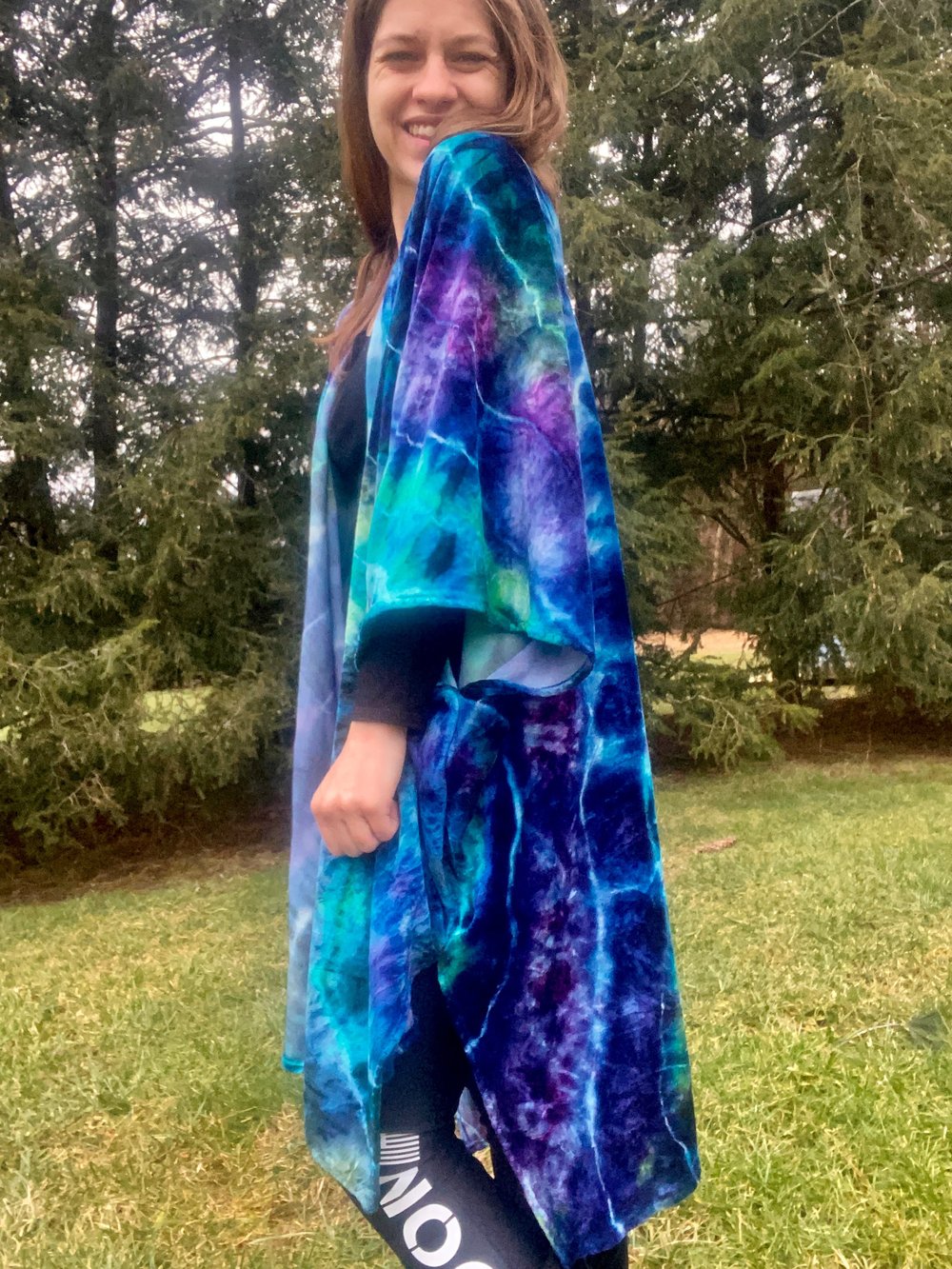 Image of (Free Size) Painted Fish Bamboo Velour Kimono
