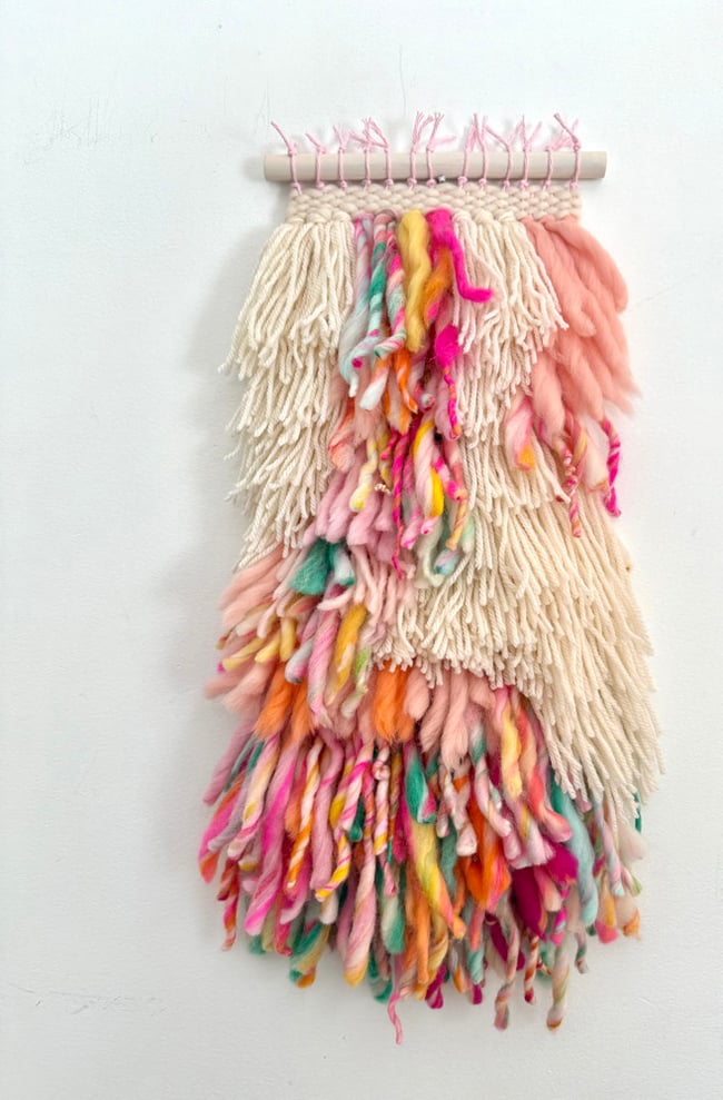 Playing with Unicorns. Woven wall hanging.