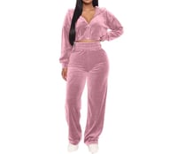 Image 2 of Autumn Velour Hooded Two Piece Sets