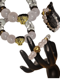 Image 3 of Lion head Rose Quartz n clear quartz bracelet