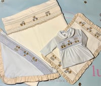 Image 2 of baby boys smocked hostpital/cot set 