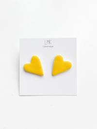 Paire de boucles d’oreilles céramique PUCES CŒURS XL jaune