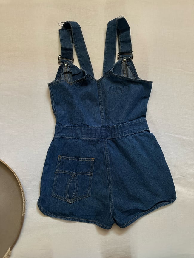early 70s denim snap romper playsuit