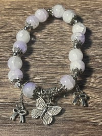 White/pink bow butterfly bracelet 