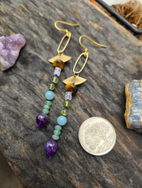 Image 4 of Knotted gemstone and brass earrings 03