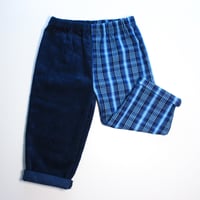 Image 3 of Half & half- navy cord and check denim