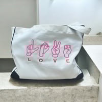 Image 1 of ASL Love Tote Bag / custom color embroidered