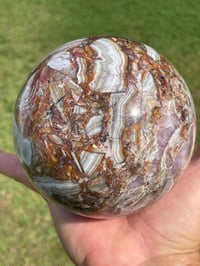 Image 9 of Amethyst With Mexican Lace Agate Sphere  #594