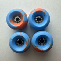 Orange/blue swirl wheels 