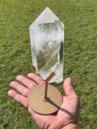 Image 8 of Polished Clear Quartz Crystal Point In Custom Stand #2914