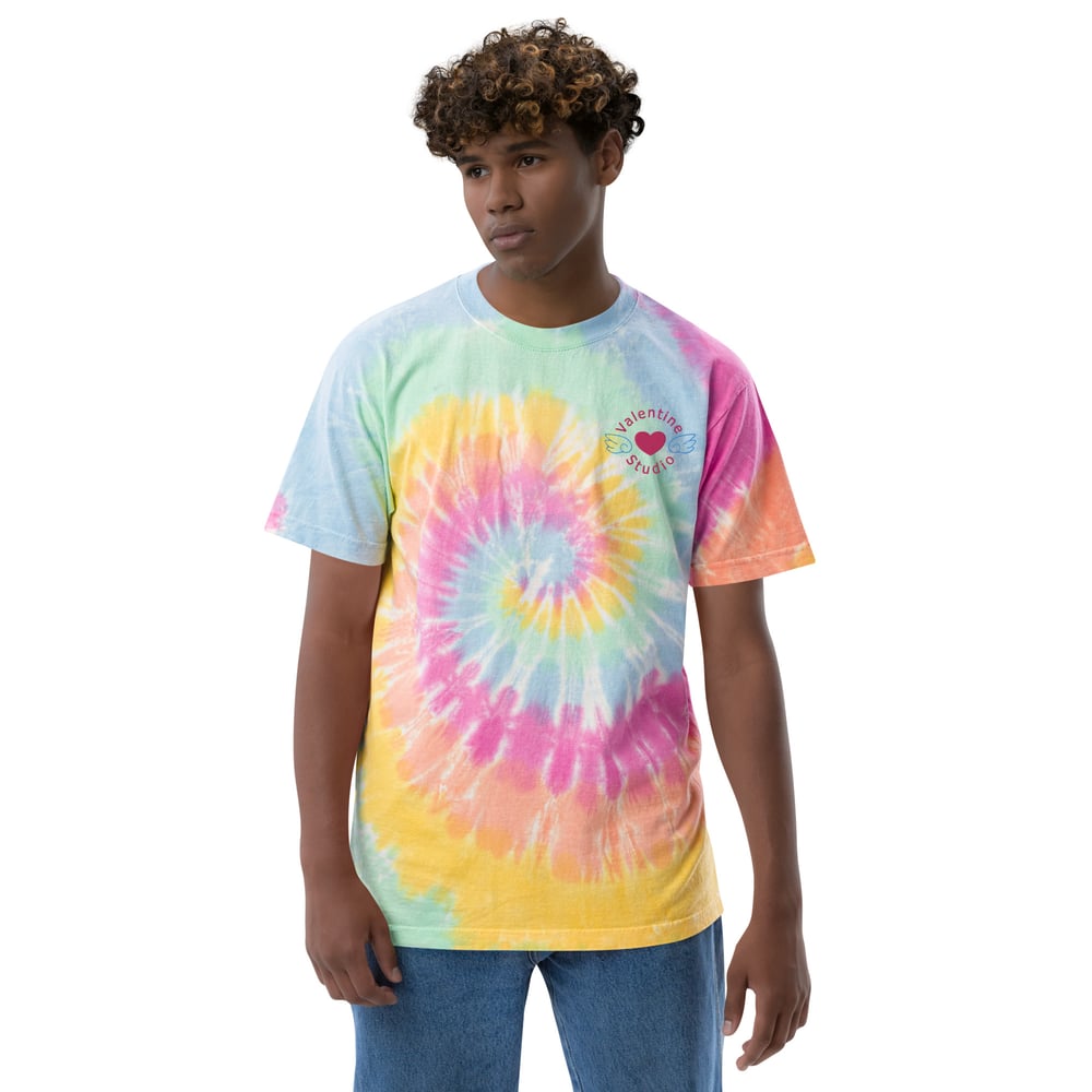 Image of Oversized Tie-Dye Shirt With Embroidered Logo