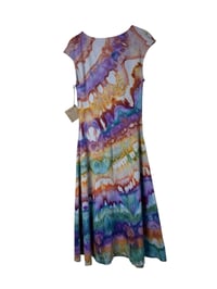 Image 10 of XS Stretch Knit Fit and Flare Midi Dress in Earthy Agate Ice Dye