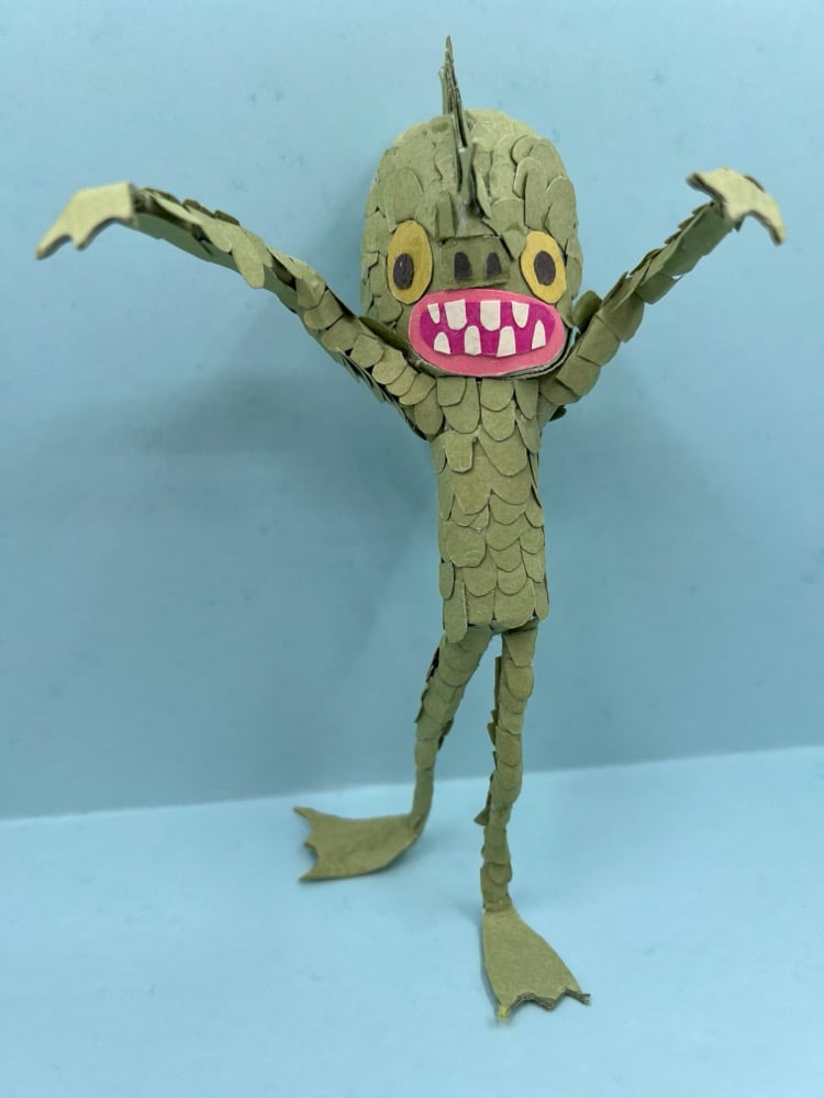 Image of Mr. Fishman of the deep. original paper sculpture