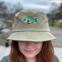 Image 1 of Limited Bluegill Embroidered Olive Bucket Hat 