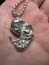 Image 1 of 925 silver cast of a hare embryo 