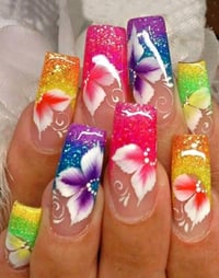 24 pcs Hawaiian Flower Nails 