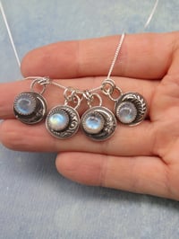 Image 16 of Maiden Moon Pendants - Handmade Sterling Silver Moon Pendants Set With Rainbow Moonstone