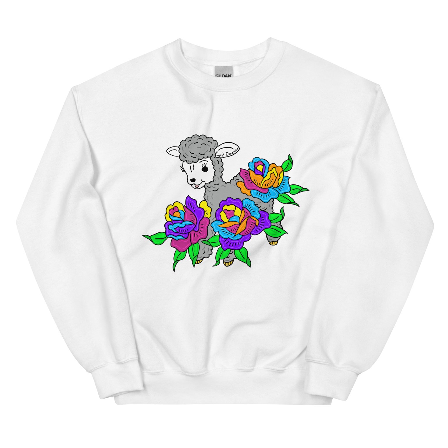Image of FERAL DREAMERS-FLOWER WHITE /SWEATER