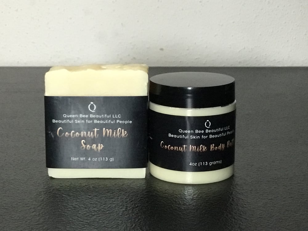 Image of Coconut Milk Soap and Body Butter Set w/ soap saver included