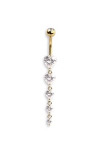 Image 3 of Prong Set Heart Five Gem Cascade Dangle Cz Navel Ring