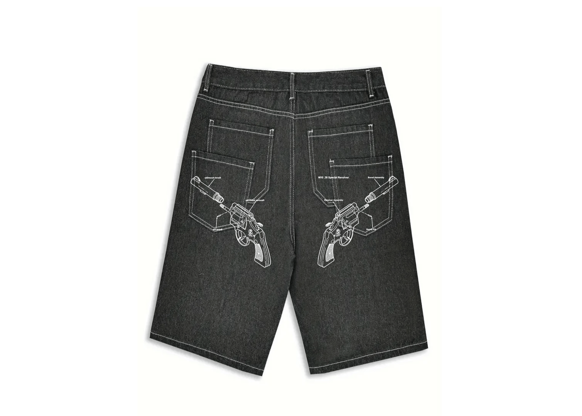 Image of GUN ANATOMY DENIM SHORTS