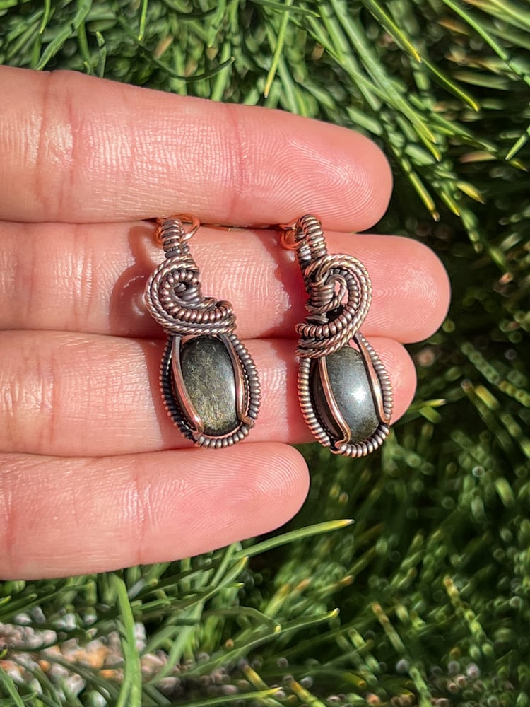 Image of Golden Sheen Obsidian Earrings