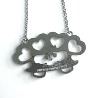 Image 2 of brass knuckle heart bow necklace *clear*