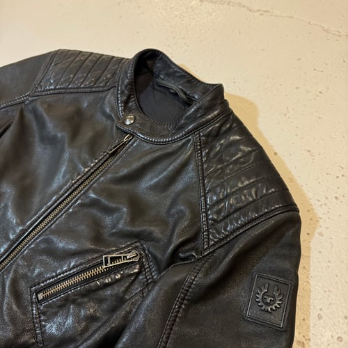 Image of Belstaff Leather Biker Jacket, Size Large