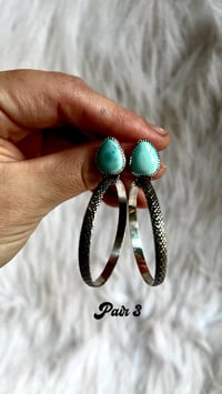 Image 5 of Turquoise Snakeskin Hoops