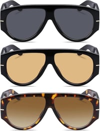 Image 2 of Oversized 70s Retro Aviator Vintage Style Sun Glasses