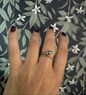 Superbe bague serpent argent 925 et zircons verts, vintage, taille ajustable!